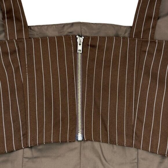 PEPPERMAYO Talula Pinstripe Bustier Sz 2 Chocolate White - Picture 7 of 7